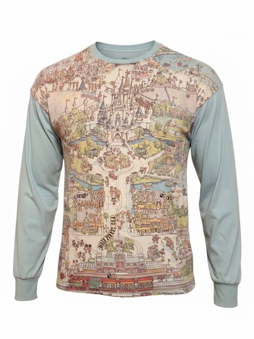 Walt Disney World Vault Collection 50th anniversary park Map Shirt Blue large